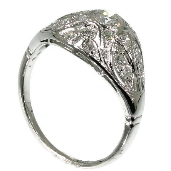 Diamonds covered low domed platinum estate ring early 20th century (image 5 of 16)